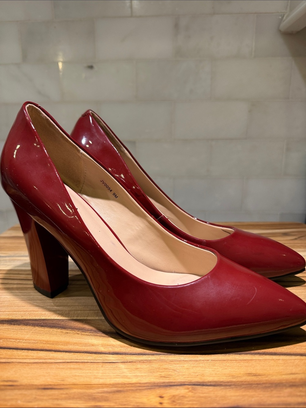 Jaro Vega Women's Red Patent Block Heel Pumps